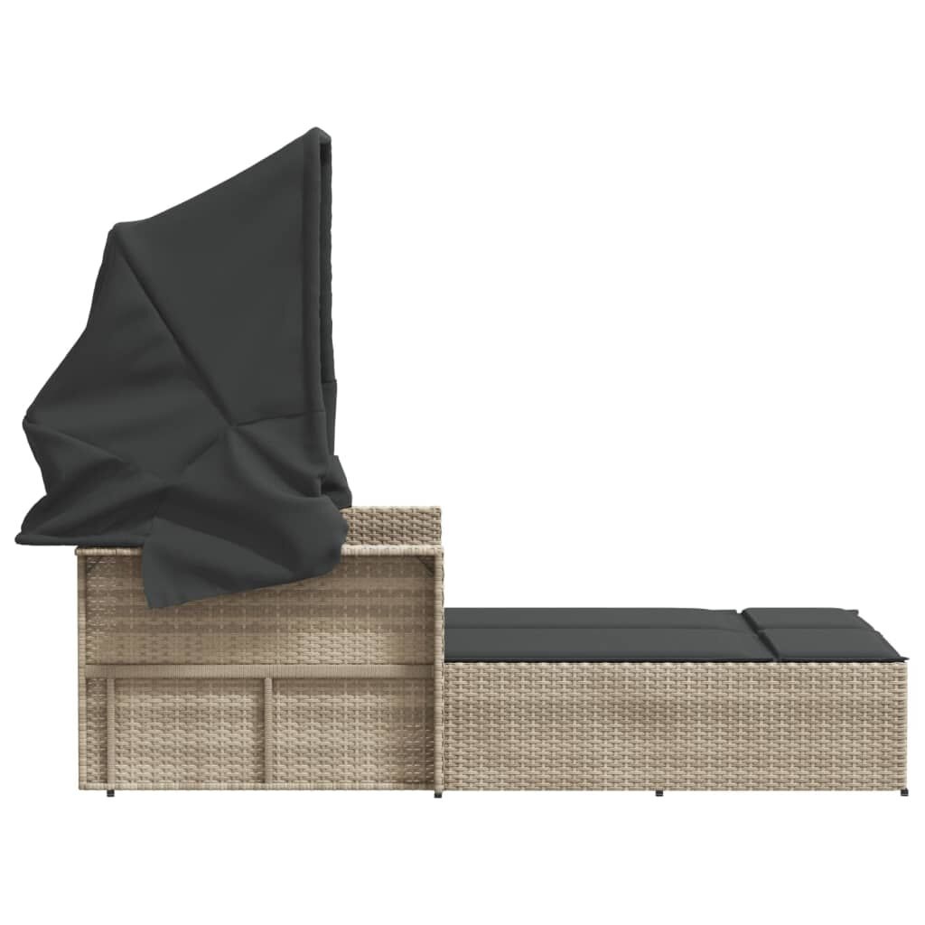 vidaXL 2-persoons Ligbed Poly Rattan Lichtgrijs - 35% Korting!