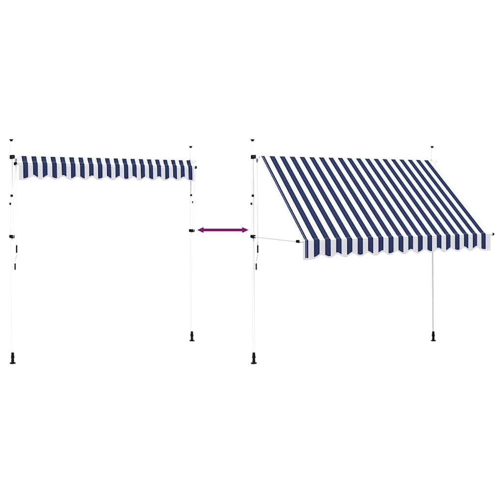vidaXL Luifel 300 cm Blauw/Wit Streep - 56% Korting!
