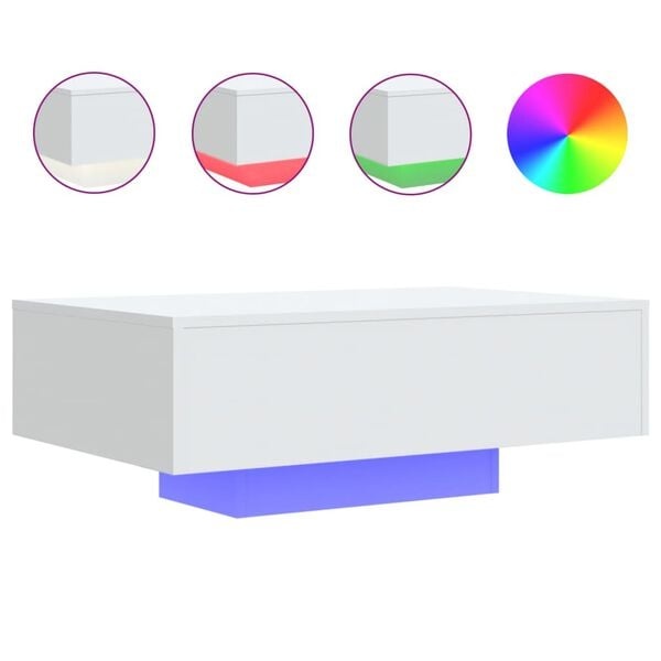 vidaXL Salontafel met LED 85x55x31 cm Wit | Nu 55% Korting!