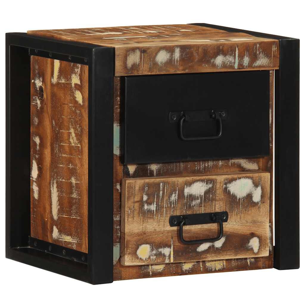 vidaXL Nachtkastje Gerecycled Hout - 40x35x40 cm - Meerkleurig - 35% Korting