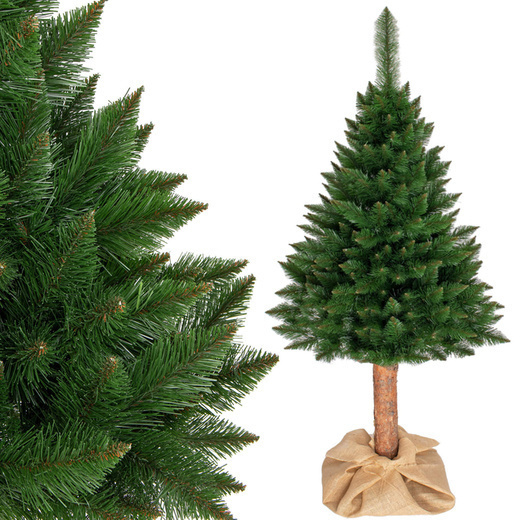 Kunstkerstboom 220 cm - spar met houten stam