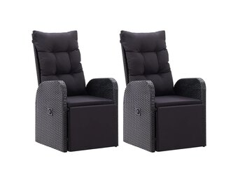 vidaXL Tuinstoelen 2 st poly rattan zwart - 60% korting!