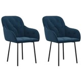 vidaXL Blauwe Fluwelen Eetkamerstoelen (2 stuks) - 68% Korting!