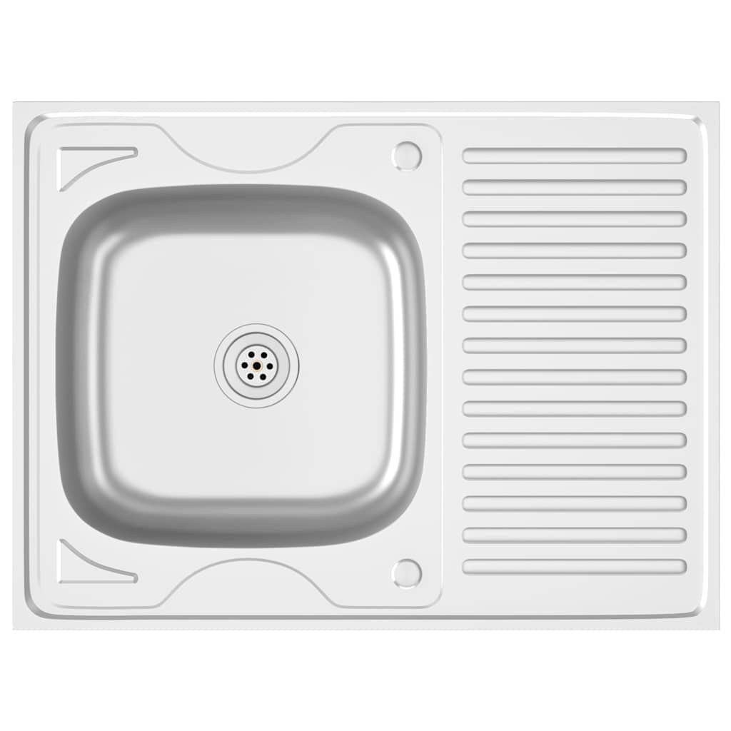 vidaXL RVS Gootsteen met Afdruiprek (800x600x155mm) - 55% Korting