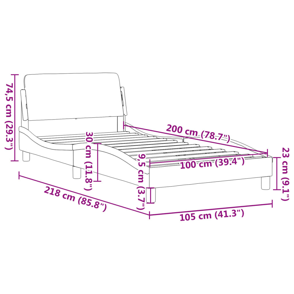 vidaXL Bedframe met hoofdbord kunstleer wit 100x200 cm