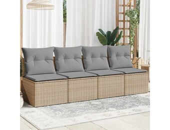 vidaXL 4-zits Tuinbank Poly Rattan Beige - 51% Korting