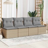 vidaXL 4-zits Tuinbank Poly Rattan Beige - 51% Korting