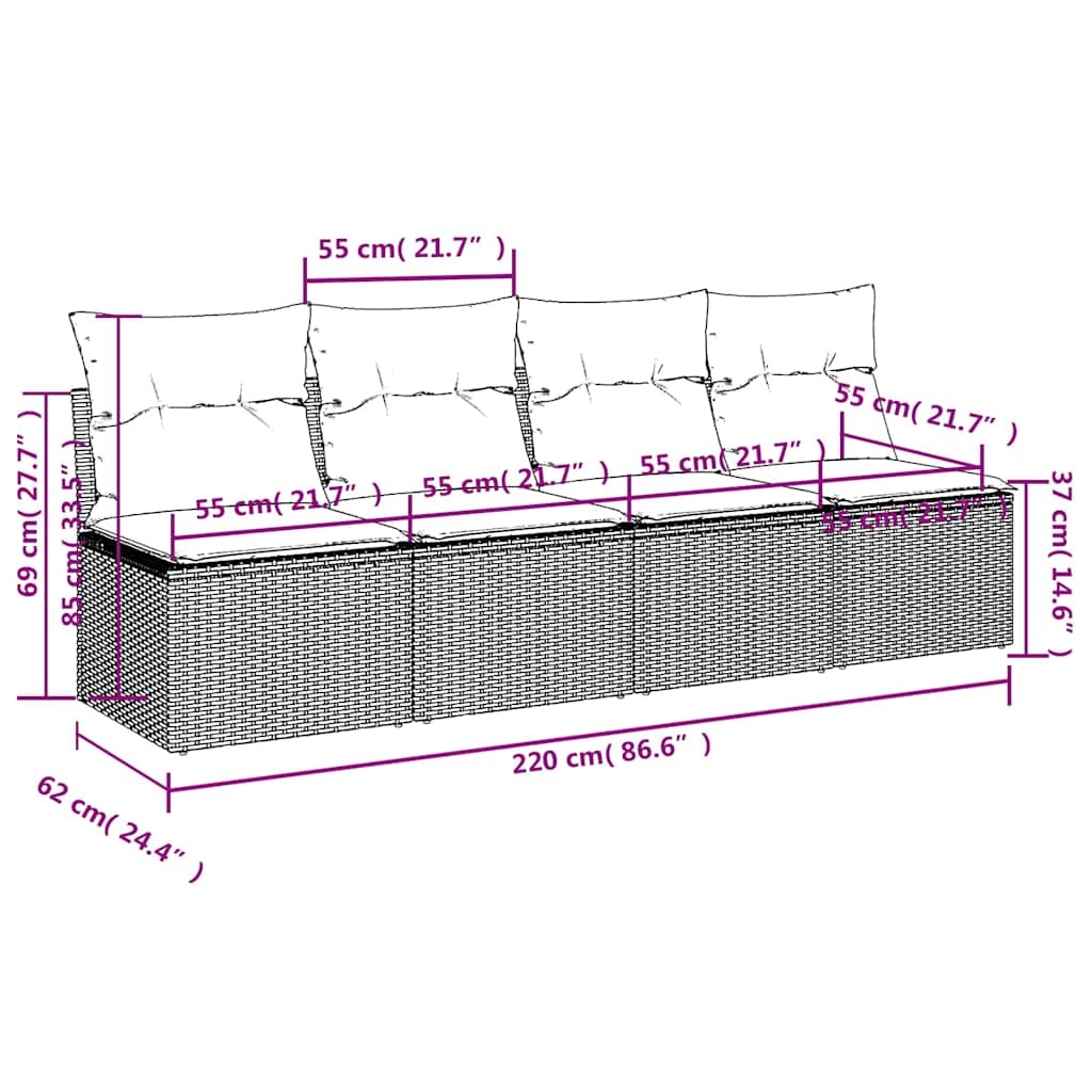 vidaXL 4-zits Tuinbank Poly Rattan Beige - 51% Korting