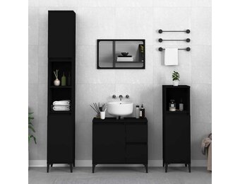 vidaXL Badkamerkast Zwart Bewerkt Hout - 64% Korting!