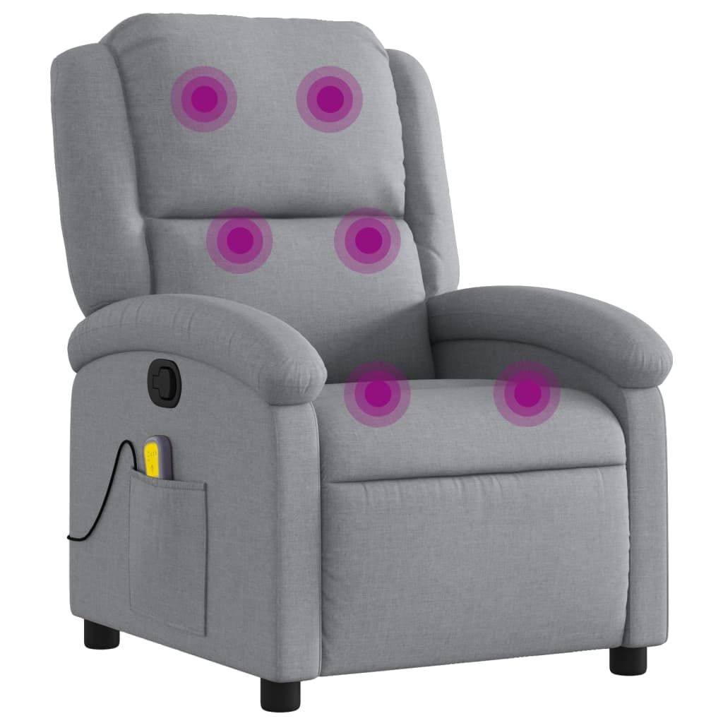 vidaXL Massagestoel, Stoffen Fauteuil - Lichtgrijs - 35% Korting
