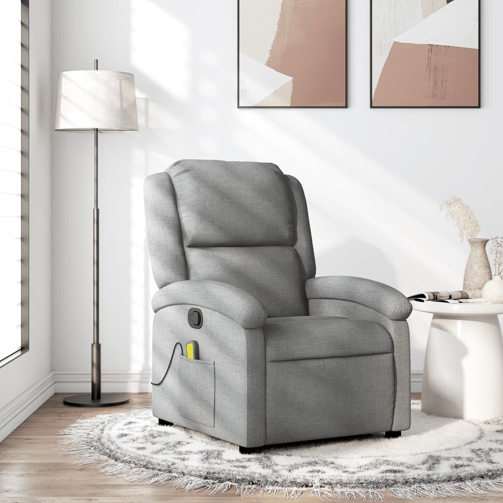 vidaXL Massagestoel, Stoffen Fauteuil - Lichtgrijs - 35% Korting
