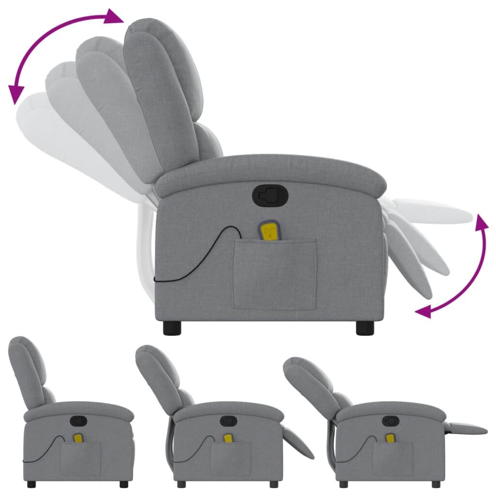 vidaXL Massagestoel, Stoffen Fauteuil - Lichtgrijs - 35% Korting