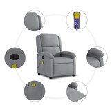 vidaXL Massagestoel, Stoffen Fauteuil - Lichtgrijs - 35% Korting