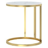 vidaXL Bijzettafel Gehard Glas - Goud & Witmarmer | 51% Korting!