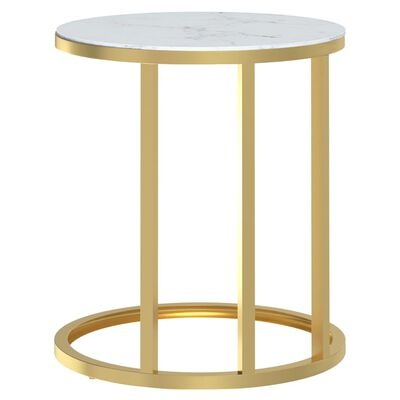 vidaXL Bijzettafel Gehard Glas - Goud & Witmarmer | 51% Korting!