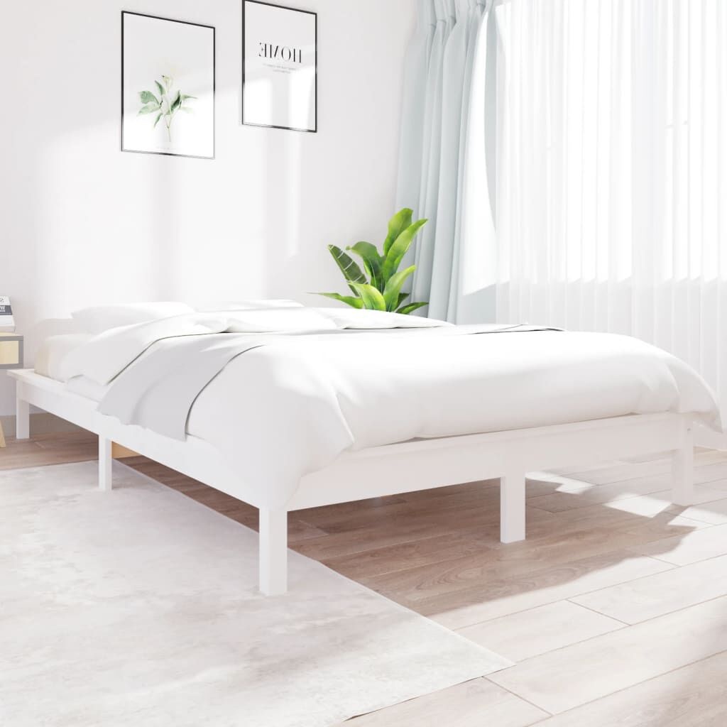 vidaXL Bedframe Grenenhout Wit 140x200cm - 55% Korting!