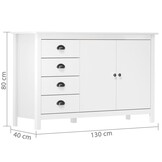 vidaXL Dressoir Hill 130x40x80 cm Grenenhout Wit - 59% Korting!