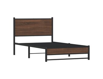 vidaXL Bedframe Metaal Bruin Eiken 107x203 cm - Nu 55% Korting!