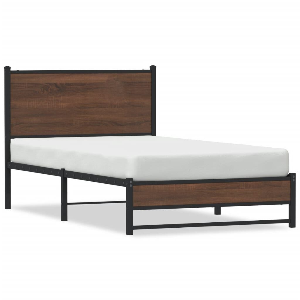 vidaXL Bedframe Metaal Bruin Eiken 107x203 cm - Nu 55% Korting!