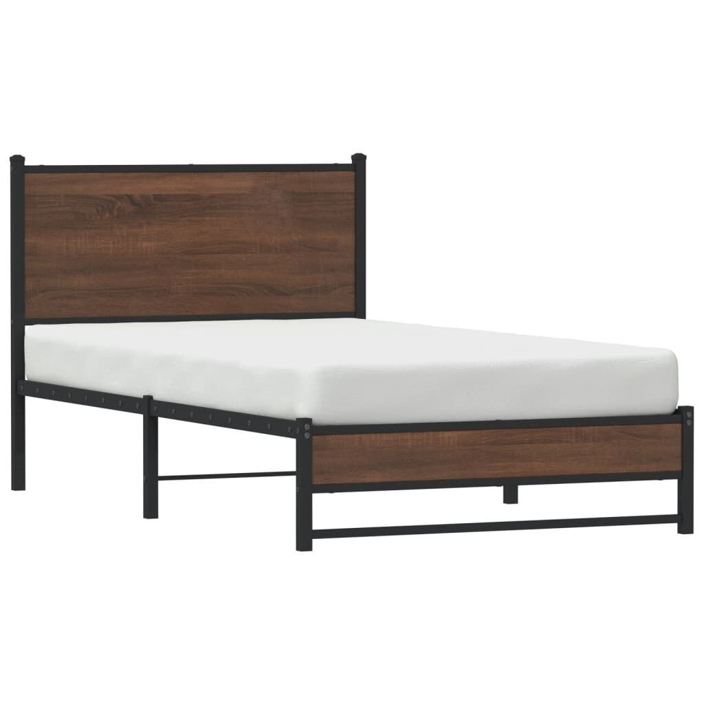 vidaXL Bedframe Metaal Bruin Eiken 107x203 cm - Nu 55% Korting!