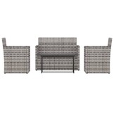 vidaXL 4-delige Loungeset Poly Rattan Grijs - 61% Korting!