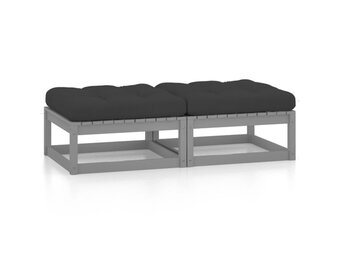 vidaXL Tuinvoetenbanken 2 st met kussens massief grenenhout