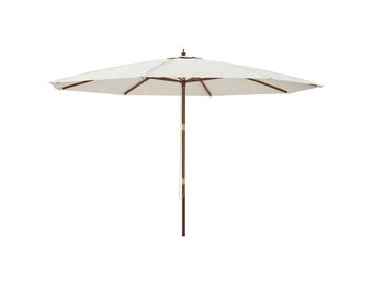 vidaXL Parasol met houten paal 400x273 cm zandkleurig - 64% Korting!