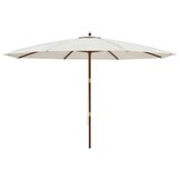 vidaXL Parasol met houten paal 400x273 cm zandkleurig - 64% Korting!