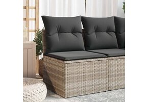 vidaXL Tuinstoel zonder armleuning met kussens poly rattan lichtgrijs