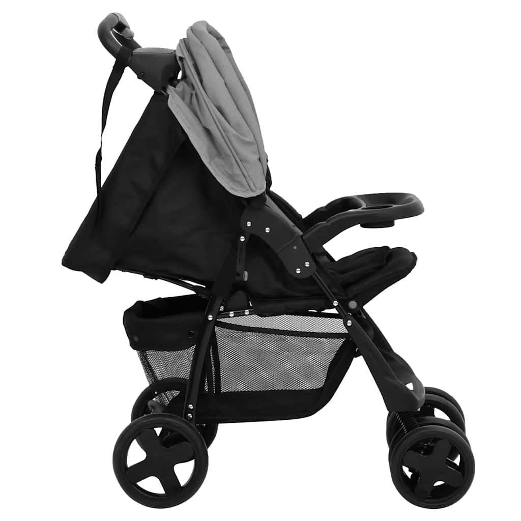 vidaXL Kinderwagen 2-in-1 - Lichtgrijs/Zwart - Nu met 40% Korting!