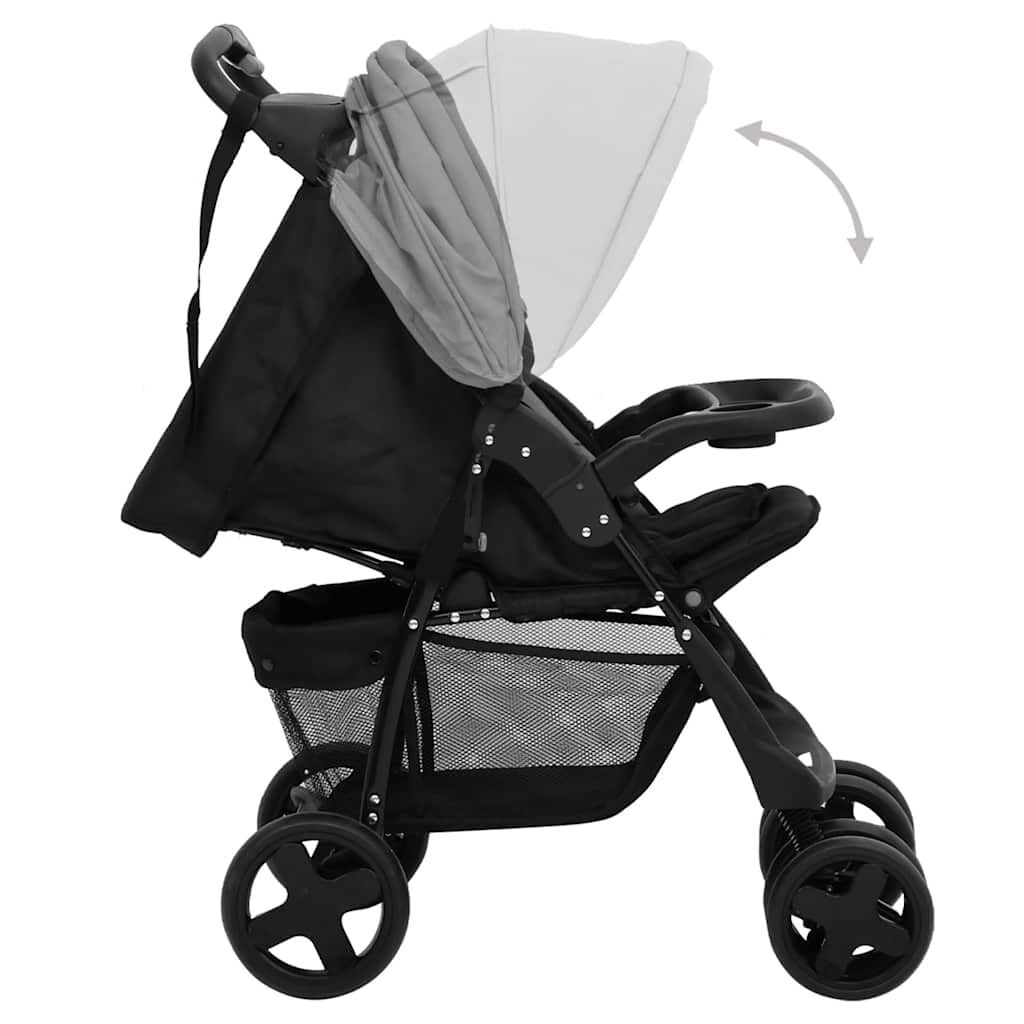 vidaXL Kinderwagen 2-in-1 - Lichtgrijs/Zwart - Nu met 40% Korting!