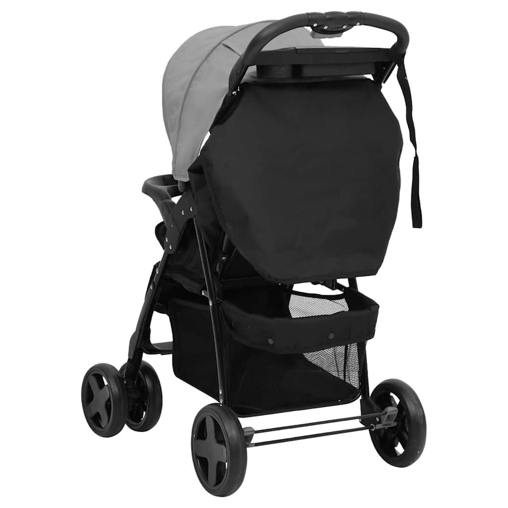 vidaXL Kinderwagen 2-in-1 - Lichtgrijs/Zwart - Nu met 40% Korting!