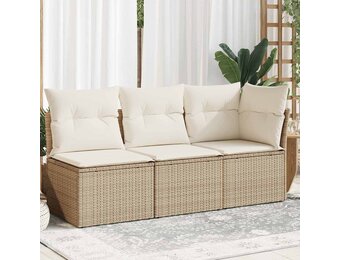 vidaXL Tuinbank 3-zits Poly Rattan Beige - Nu 85% Korting!