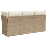 vidaXL Tuinbank 3-zits Poly Rattan Beige - Nu 85% Korting!