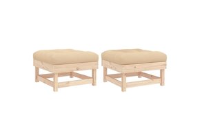 vidaXL Tuinvoetenbanken (2 st.) met Kussen - Grenenhout - Nu 46% Korting!