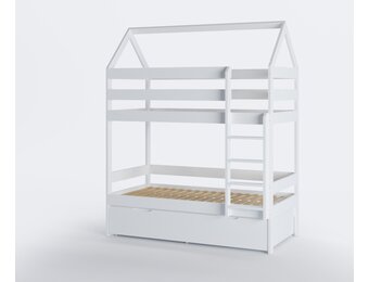 Stapelbed Huisje Wit 80x160 cm - Met Bedlade