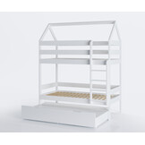 Stapelbed Huisje Wit 80x160 cm - Met Bedlade