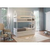 Stapelbed Huisje Wit 80x160 cm - Met Bedlade