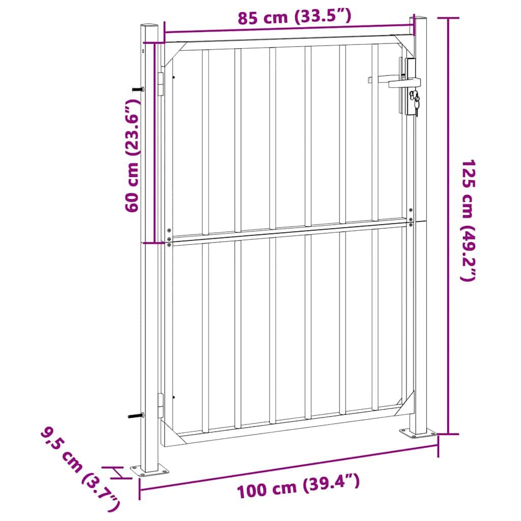 vidaXL Tuinpoort RVS 100x125 cm - Nu 40% Korting!