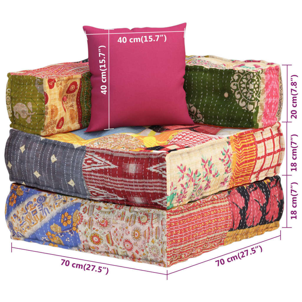 vidaXL Modulaire Poef - Patchwork Stof - 40% Korting!