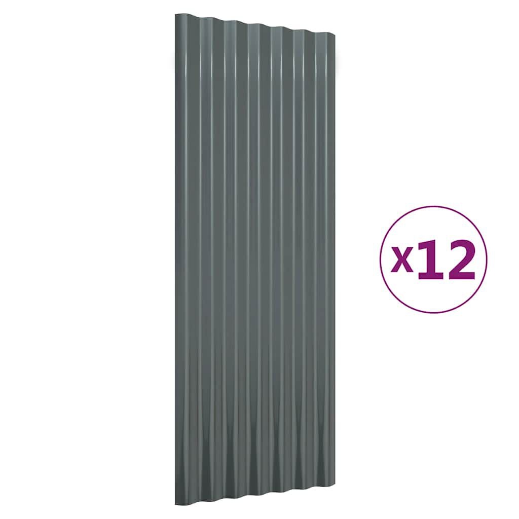 vidaXL Dakpanelen 12 stuks - 40% Korting! | Gep. Staal Antraciet