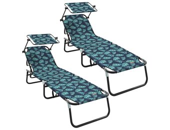 vidaXL Opvouwbare Zonnebed 2-pers. Groen (70% KORTING)