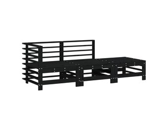 vidaXL 3-delige Loungeset Grenenhout Zwart - 55% Korting!