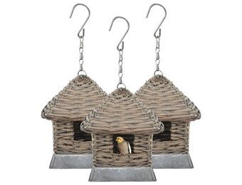 vidaXL Vogelhuizen 3 st wicker - 40% Korting
