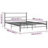 VidaXL Bedframe Metaal Grijs 140x200cm - 40% Korting