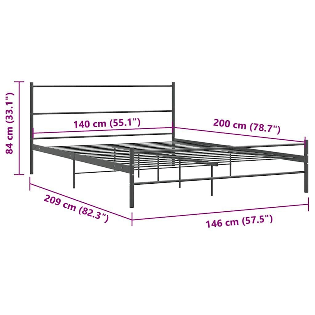 VidaXL Bedframe Metaal Grijs 140x200cm - 40% Korting