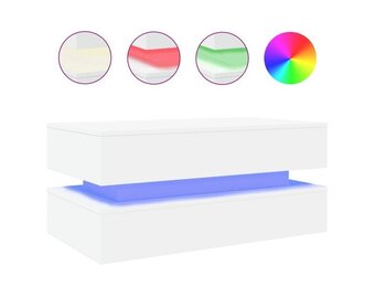 vidaXL Salontafel Wit LED - 90x50x40 cm | 40% Korting!