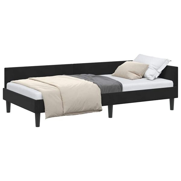 vidaXL Hoekbedframe Zwart Velvet & Hout (80x200cm) - 55% Korting!