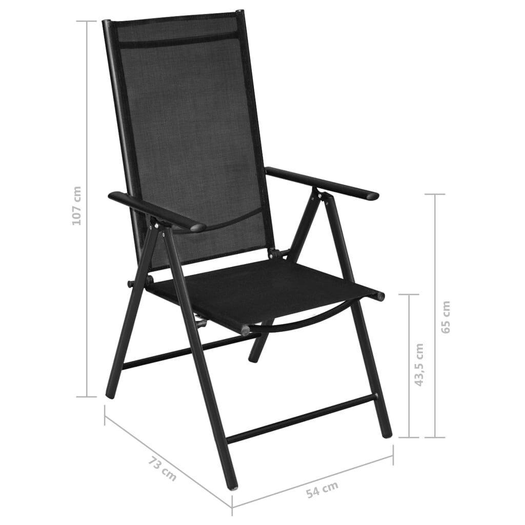 vidaXL Tuinstoelen Aluminium & Textileen - Zwart - 73% Korting!