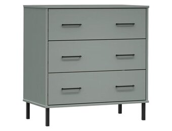 vidaXL Dressoir met 3 lades OSLO 77x40x79,5 cm massief hout grijs